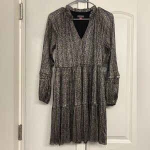 Vince Camuto Metallic Long-Sleeve Dress XS